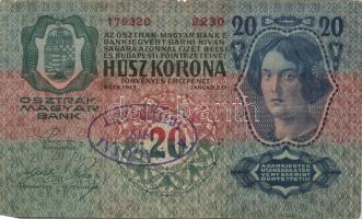 1913-14. 20K (4x), 50K (1x) 5klf hamis, magyar nyelvű, szerb ellenbélyegzőkkel T:III