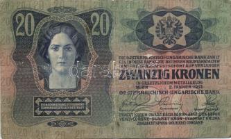 1913-14. 20K (4x), 50K (1x) 5klf hamis, magyar nyelvű, szerb ellenbélyegzőkkel T:III