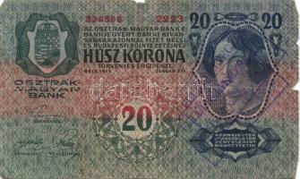 1913-14. 20K (4x), 50K (1x) 5klf hamis, magyar nyelvű, szerb ellenbélyegzőkkel T:III