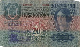 1913-14. 20K (4x), 50K (1x) 5klf hamis, magyar nyelvű, szerb ellenbélyegzőkkel T:III