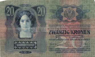 1913-14. 20K (4x), 50K (1x) 5klf hamis, magyar nyelvű, szerb ellenbélyegzőkkel T:III