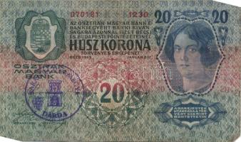 1913-14. 20K (4x), 50K (1x) 5klf hamis, magyar nyelvű, szerb ellenbélyegzőkkel T:III