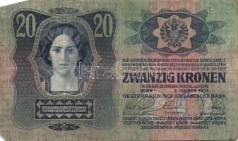 1913-14. 20K (4x), 50K (1x) 5klf hamis, magyar nyelvű, szerb ellenbélyegzőkkel T:III