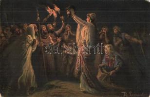 14 db régi vallás tematikájú motívumlap, Ószövetség jelenetei / 14 pre-1945 religion-themed motive c...