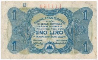 Jugoszlávia / Szlovén Bank 1944. 1L T:III Yugoslavia / Monetary Bank of Slovenia 1944. 1 Liro C:F Krause S113