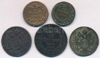 1762K 1kr Cu "Mária Terézia" + 1790S 1kr Cu "II. József" + 1800B 3kr Cu "II...