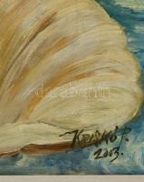 Kriskó Péter (?-): Csodálkozó Vénusz. Olaj, farost, jelzett, keretben, 35×25 cm