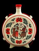 Hollóházi porcelán kulacs, matricás, hibátlan, jelzett, 16x23 cm