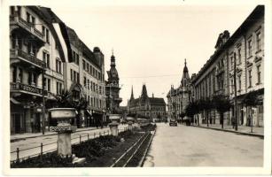 Kolozsvár, Cluj; Horthy Miklós út, Minerva Biztosító / street view, insurance company