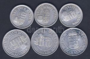 1941-43. 1P (3x klf évszám), 2P (3x klf évszám) mind hamis sarló-kalapács ellenjeggyel T:2