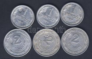 1941-44. 1P (3x klf évszám), 2P (3x klf évszám) mind hamis "sarló-kalapács", illetve  "koronás-címer" ellenjeggyel T:2