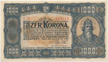 1923. 1000K Magyar Pénzjegynyomda R.t. Budapest nyomdahely jelöléssel T:II