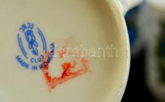 Román szilvás porcelán bögre, 6 db, matricás, hibátlan, jelzett, m: 9,5 cm, d: 8,5 cm