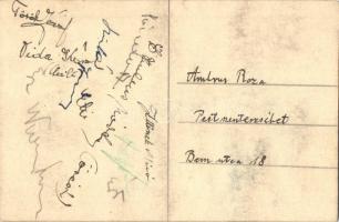 1938 Március 15. Rendes Jeges Kupameccs. Kézzel rajzolt labdarúgó meccs. Hátoldalon aláírásokkal / H...