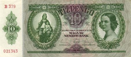 1936. 10P (7x) egymásutáni sorszámmal, egyszeri megszakítással T:II+ Egyszer hajtva, törve nem!