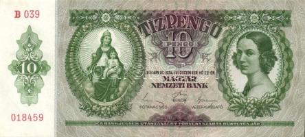 1936. 10P (7x) egymásutáni sorszámmal, egyszeri megszakítással T:II+ Egyszer hajtva, törve nem!