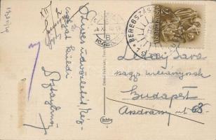 Beregszász, Berehovo; Legio Banka / bank, Hausmann Ch. üzlete, templom / bank, church, shop, automob...