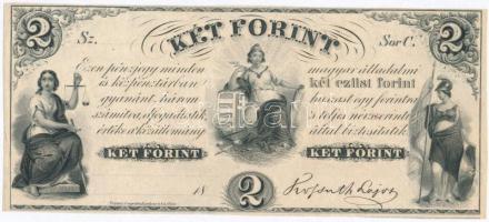 1852. 2Ft Kossuth bankó C kitöltetlen, ívszéllel T:I- Hungary 1852. 2 Forint C without date and serial number, with left margin C:AU Adamo G123