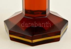 J.M. Pohl tervezte Moser borostyán fedeles kehely, részben kézzel festett, jelzett, hibátlan, m:22,5...