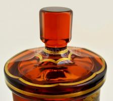 J.M. Pohl tervezte Moser borostyán fedeles kehely, részben kézzel festett, jelzett, hibátlan, m:22,5...