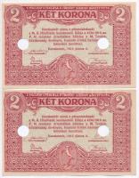 Kecskemét 1919.06.05. 2K pénzutalvány, lyukasztva (2x) azonos sorozat- és sorszámmal T:I-