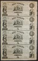 18.. Emigrációs "Kossuth bankók" 1Ft A,B,C,D összefüggő 4-es ívben T:I