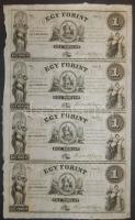 18.. Emigrációs "Kossuth bankók" 1Ft A,B,C,D összefüggő 4-es ívben T:I