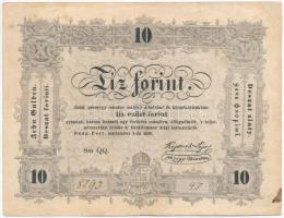 1848. 10Ft Kossuth bankó T:III,III- fo. Adamo G111