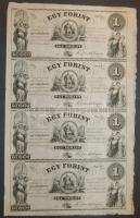 18.. Emigrációs "Kossuth bankók" 1Ft A,B,C,D összefüggő 4-es ívben T:I