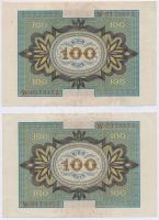 Németország / Weimari Köztársaság 1920. 100M hétjegyű sorszámmal (2x) sorszámkövetők T:III
Germany ...