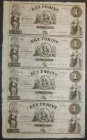 18.. Emigrációs "Kossuth bankók" 1Ft A,B,C,D összefüggő 4-es ívben T:I