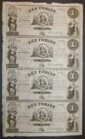 18.. Emigrációs "Kossuth bankók" 1Ft A,B,C,D összefüggő 4-es ívben T:I