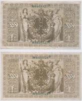 Német Birodalom 1910. 1000M hétjegyű sorszámmal (3x) sorszámkövetők T:III
German Empire 1910. 1000 ...