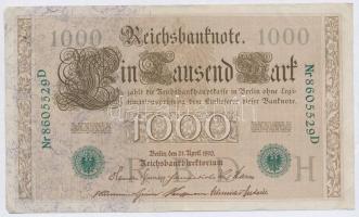 Német Birodalom 1910. 1000M hétjegyű sorszámmal (3x) sorszámkövetők T:III
German Empire 1910. 1000 ...