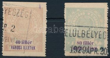 1928 Szekszárd városi illeték 8 és 9 sz. bélyeg (5.000)