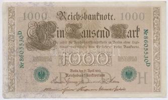 Német Birodalom 1910. 1000M hétjegyű sorszámmal (3x) sorszámkövetők T:III
German Empire 1910. 1000 ...