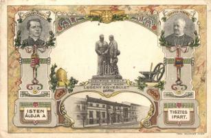 1856-1906 Budapest, Országos Központi Katolikus Legény Egyesület 50. évfordulójára készített emléklap. Szaboky Adolf, Kolping Adolf és Schiffer Ferenc, Art Nouveau litho (EK)