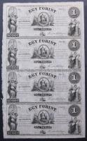 18.. Emigrációs "Kossuth bankók" 1Ft A,B,C,D összefüggő 4-es ívben T:I