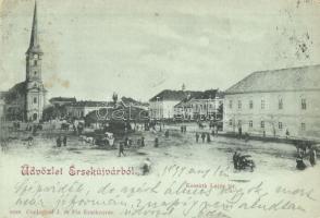 1899 Érsekújvár, Nové Zamky; Kossuth Lajos tér, templom. Conlegner J és fia kiadása / square with church