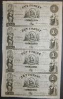 18.. Emigrációs "Kossuth bankók" 1Ft A,B,C,D összefüggő 4-es ívben T:I