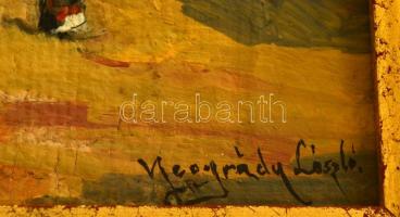 Neogrády jelzéssel: Lány az udvaron. Olaj, karton, keretben, 23×17 cm