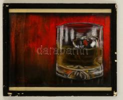 Marosán jelzéssel: Félig üres vagy teli pohár. Pasztell, papír, üvegezett keretben, 35×50 cm