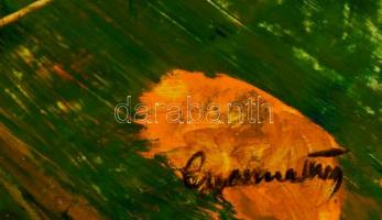 Gyarmathy jelzéssel: Kompozíció. Olaj, farost, 68×58 cm