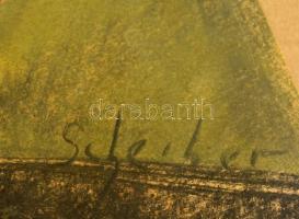 Scheiber jelzéssel: Muzsikus. Pasztell, karton, üvegezett keretben, 36×33 cm