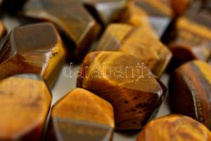 Csiszolt, fűzhető tigrisszem ásványok, 22 db, h: kb 2 cm