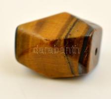 Csiszolt, fűzhető tigrisszem ásványok, 22 db, h: kb 2 cm