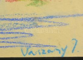 Vaszary jelzéssel: Virágcsendélet. Kréta, papír, üvegezett keretben, 29×23 cm