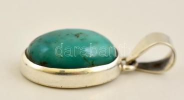 Türkizzel díszített ezüst(Ag) medál, jelzett, 3x1,5 cm, bruttó: 4,9 g