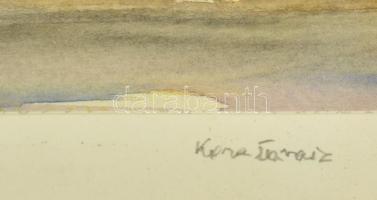 Csankó Miklós (?- ): Kora tavasz, akvarell, papír, jelzett, paszpartuban, üvegezett fa keretben, 15×...