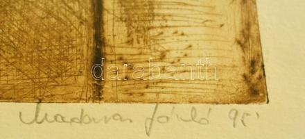 Madaras László (?- ): Mózes, rézkarc, papír, jelzett, üvegezett fa keretben, 22×12,5 cm